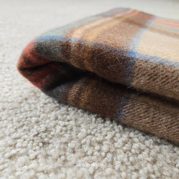 NWOT Antique Stewart Tartan Wool Scarf Oversized with Fringe - Picture 11 of 12